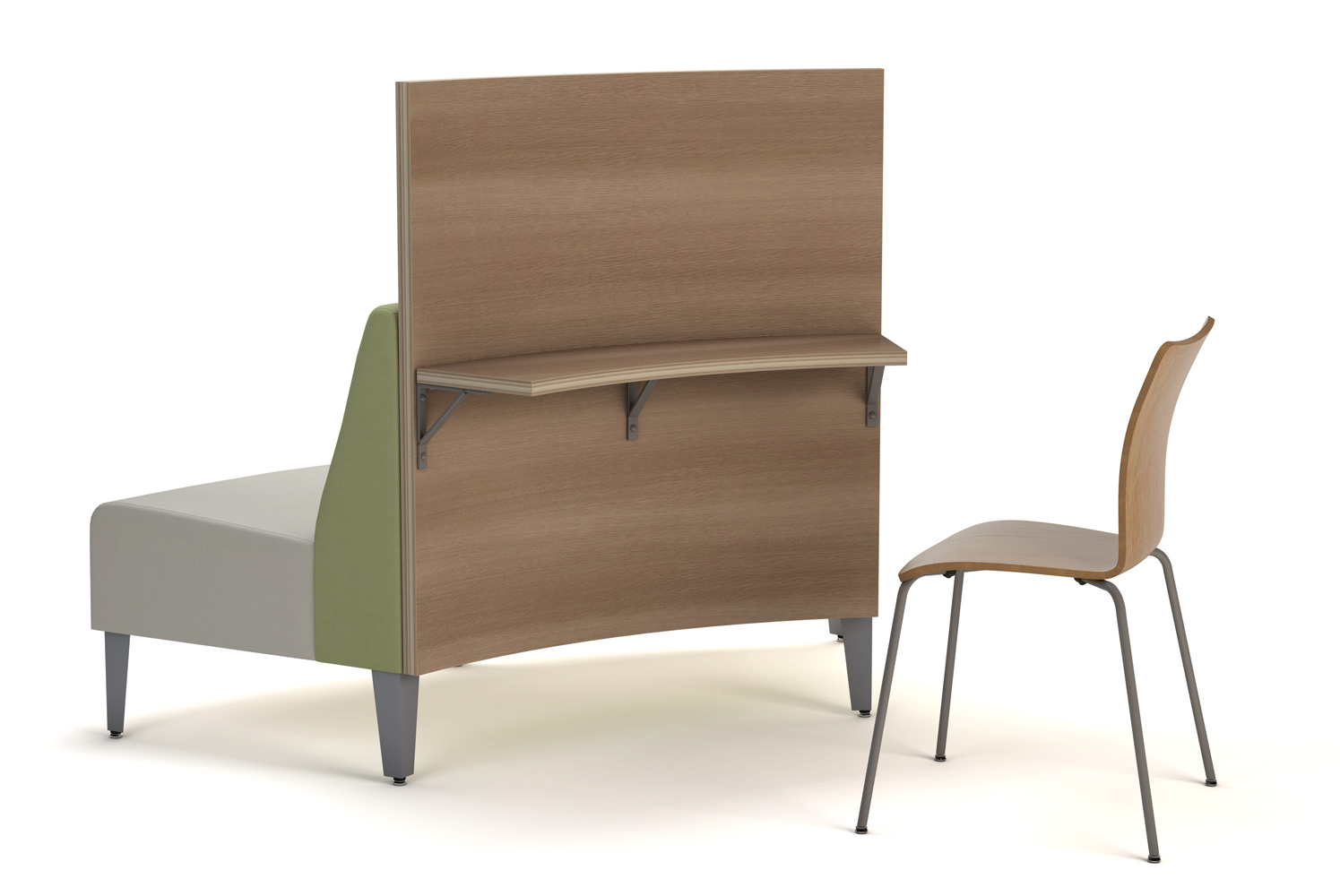 Malibu 60D Outside Curve Modular with Panel and Shelf with Benton Stool